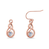Round 21.5mm Twisted Loop Drop Fishhook Earring Oxidized Lab Created Opal 925 Sterling Silver