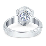 Art Deco Round Natural Stone Solitaire Ring