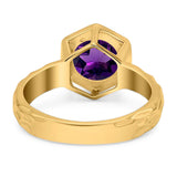 Art Deco Round Natural Stone Solitaire Ring