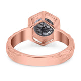 Art Deco Round Natural Stone Solitaire Ring