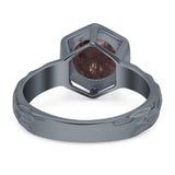 Art Deco Round Natural Stone Solitaire Ring