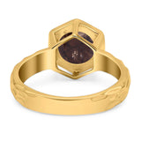 Art Deco Round Natural Stone Solitaire Ring