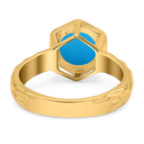 Art Deco Round Natural Stone Solitaire Ring