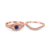 Two Piece Round Natural Stone Bridal Ring