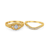 Two Piece Round Natural Stone Bridal Ring