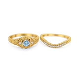 Two Piece Round Natural Stone Bridal Ring