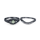 Two Piece Round Natural Stone Bridal Ring