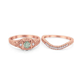 Two Piece Round Natural Stone Bridal Ring