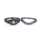 Two Piece Round Natural Stone Bridal Ring