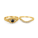 Two Piece Round Natural Stone Bridal Ring