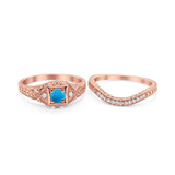 Two Piece Round Natural Stone Bridal Ring