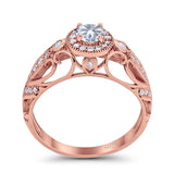 Art Deco Round Natural Stone Filigree Ring