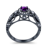 Art Deco Round Natural Stone Filigree Ring