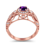 Art Deco Round Natural Stone Filigree Ring