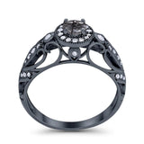 Art Deco Round Natural Stone Filigree Ring