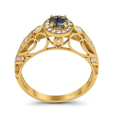Art Deco Round Natural Stone Filigree Ring