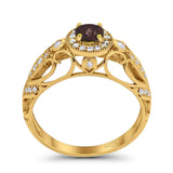 Art Deco Round Natural Stone Filigree Ring