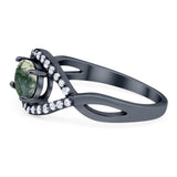 Infinity Oval Natural Stone Evil Eye Halo Ring