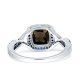 Art Deco Cushion Cut Halo Infinity Twist Ring