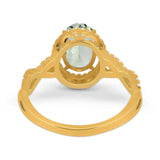 Art Deco Oval Natural Stone Twisted Ring