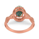 Art Deco Oval Natural Stone Twisted Ring