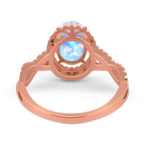 Art Deco Oval Natural Stone Twisted Ring