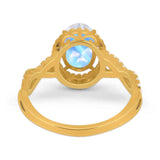 Art Deco Oval Natural Stone Twisted Ring