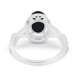Art Deco Oval Natural Stone Twisted Ring