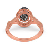 Art Deco Oval Natural Stone Twisted Ring