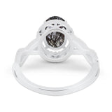 Art Deco Oval Natural Stone Twisted Ring