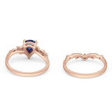 Two Piece Pear Natural Stone Chevron Ring