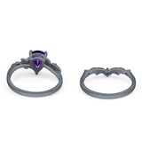 Two Piece Pear Natural Stone Chevron Ring