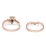 Two Piece Pear Natural Stone Chevron Ring