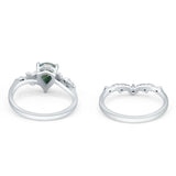 Two Piece Pear Natural Stone Chevron Ring