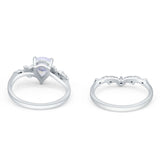 Two Piece Pear Natural Stone Chevron Ring