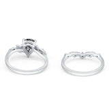 Two Piece Pear Natural Stone Chevron Ring