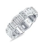 Minimalist 5.4mm Full Eternity Band Baguette Cubic Zirconia Ring 925 Sterling Silver