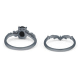 Two Piece Oval Natural Stone Chevron Rings