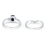 Two Piece Oval Natural Stone Chevron Rings