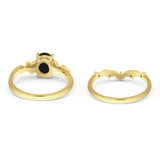 Two Piece Oval Natural Stone Chevron Rings