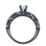 Art Deco Round Natural Stone Filigree Ring