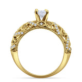 Art Deco Round Natural Stone Filigree Ring
