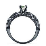 Art Deco Round Natural Stone Filigree Ring