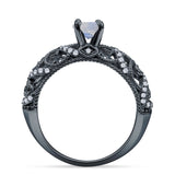 Art Deco Round Natural Stone Filigree Ring