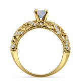 Art Deco Round Natural Stone Filigree Ring