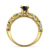 Art Deco Round Natural Stone Filigree Ring