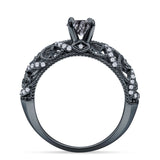 Art Deco Round Natural Stone Filigree Ring