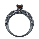 Art Deco Round Natural Stone Filigree Ring