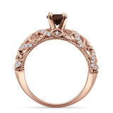 Art Deco Round Natural Stone Filigree Ring