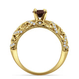Art Deco Round Natural Stone Filigree Ring